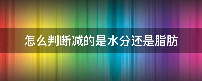 怎么判断减的是水分还是脂肪（如何知