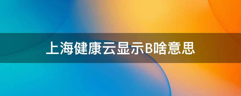 上海健康云显示B啥意思（上海健康云