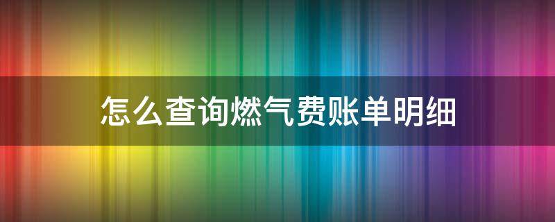 怎么查询燃气费账单明细 燃气用量