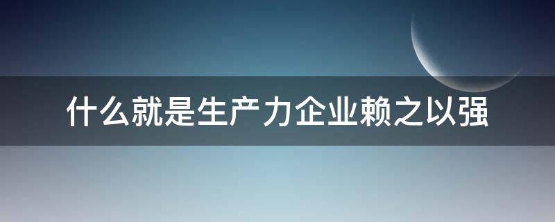 什么就是生产力企业赖之以强（生产力